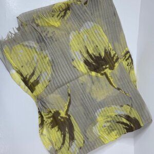 Large Translucent Scarf with Bright Flower Design